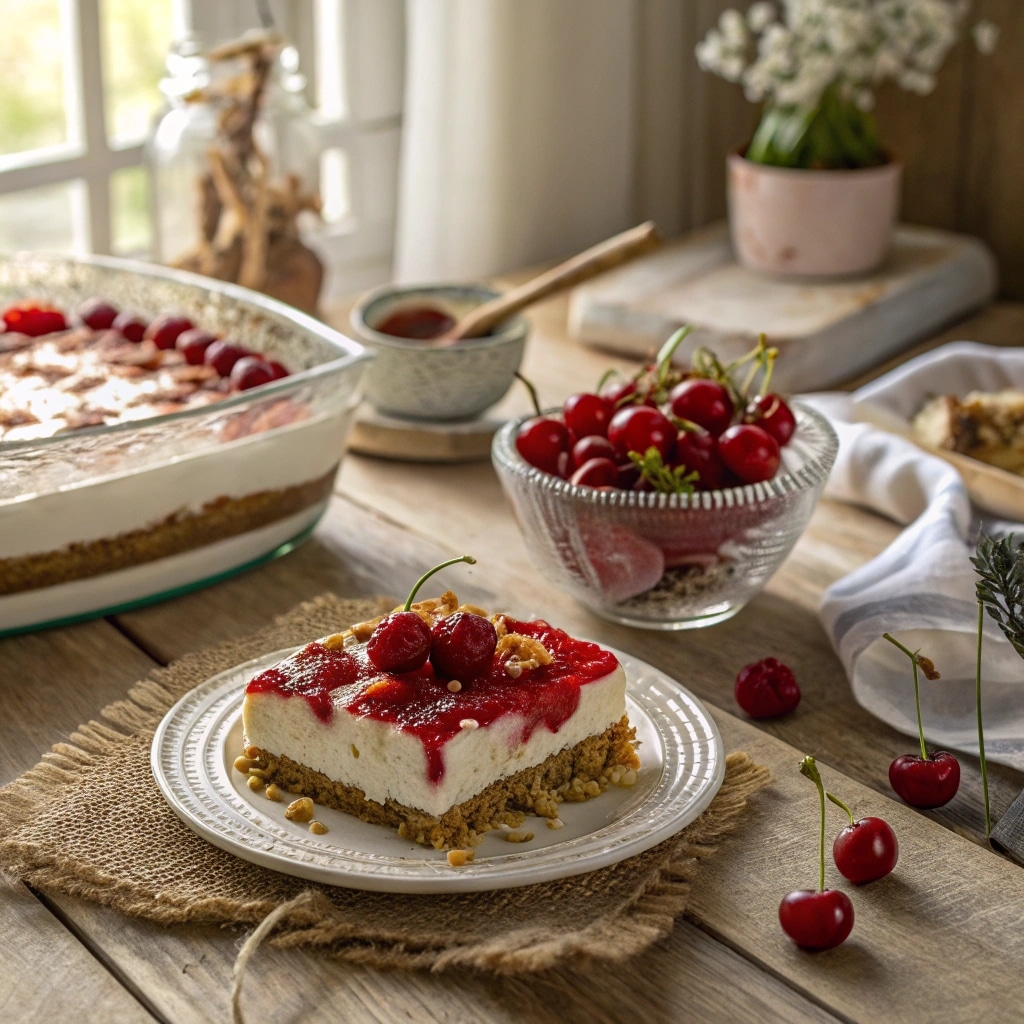 How to Make the Best Cherry Yum Yum – A Timeless Southern Favorite 4 Cherry Yum Yum dessert in glass dish