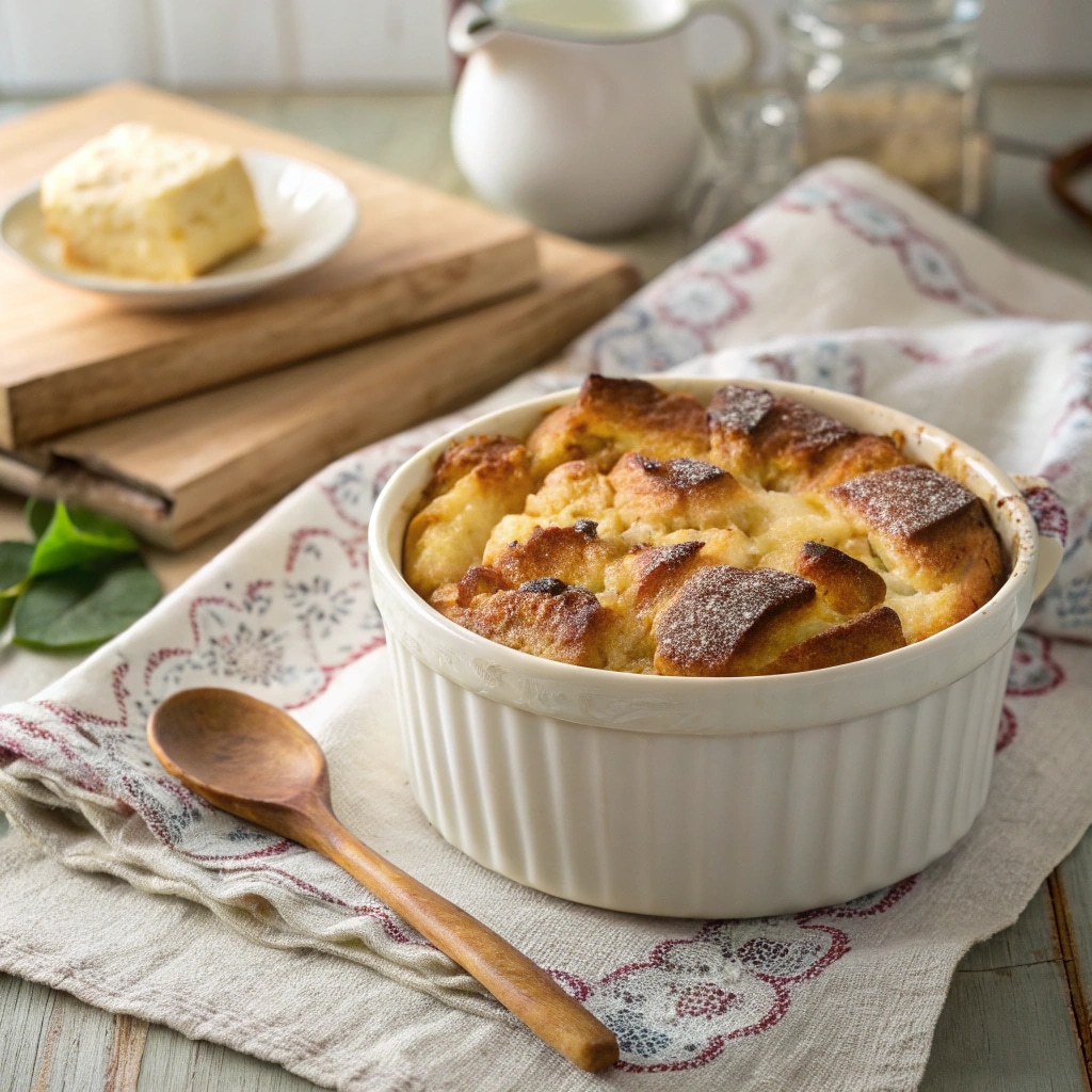 Custard Bread Pudding in baking dish