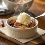 Serving dump cake with ice cream