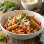 Served Tomato Basil Penne Pasta