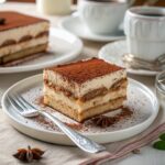 Tiramisu Cake: The Ultimate Coffee-Infused Layer Cake for Every Occasion 8 Slice of tiramisu cake with cocoa dusting
