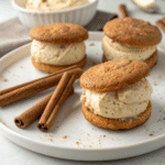 Snickerdoodle ice cream sandwiches served on plate