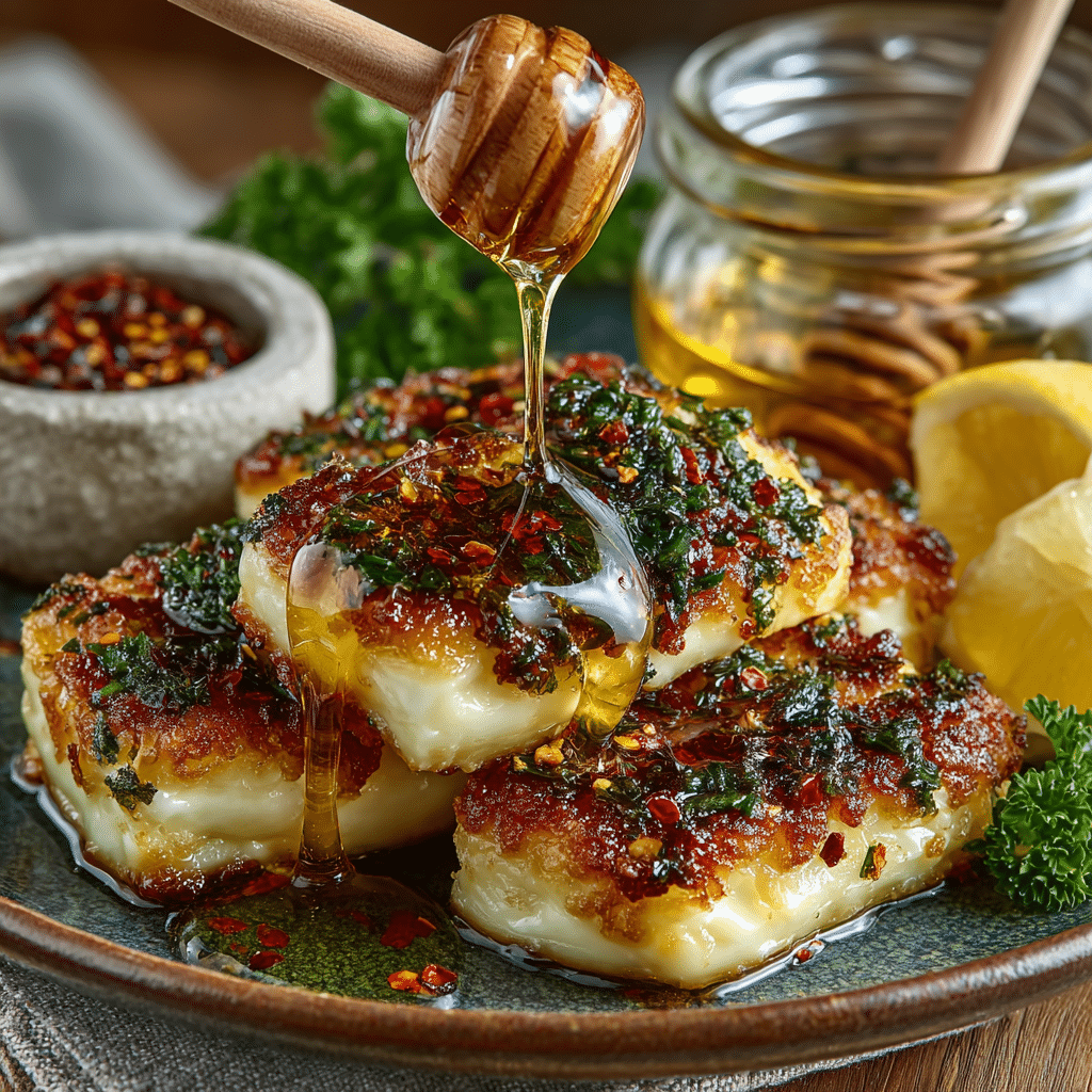 Hot Honey Halloumi with Chili Honey Glaze