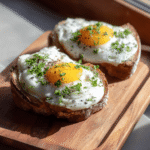 Served Cloud Eggs on Toast