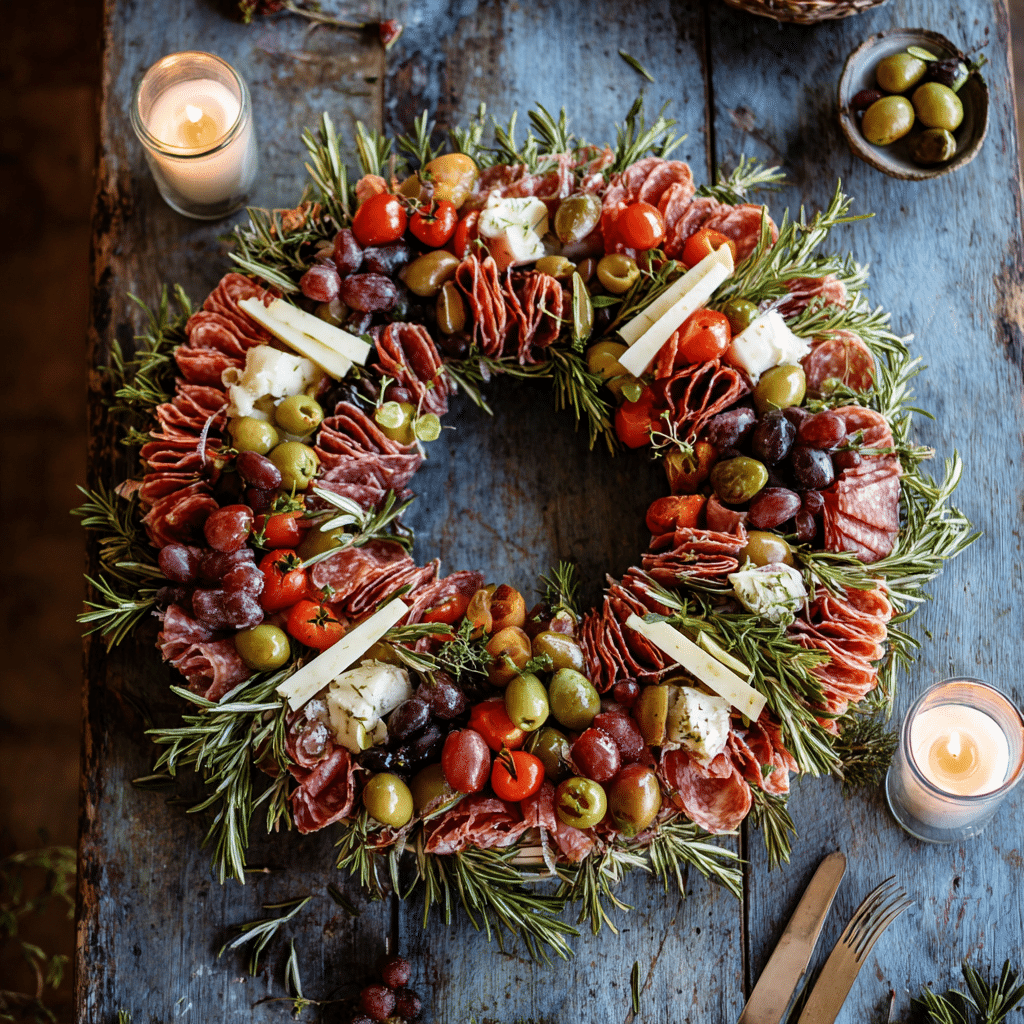 Charcuterie Wreath on holiday table