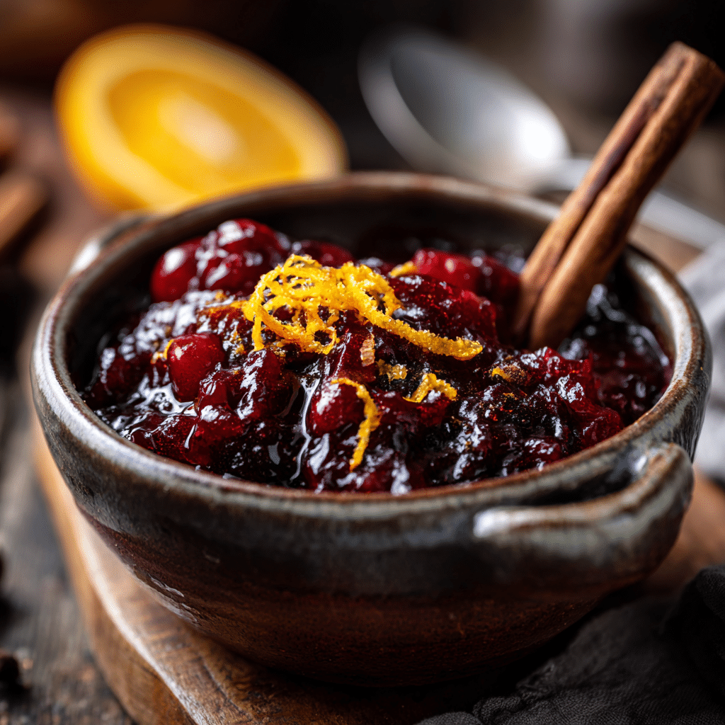 Homemade Cranberry Sauce with orange zest and cinnamon