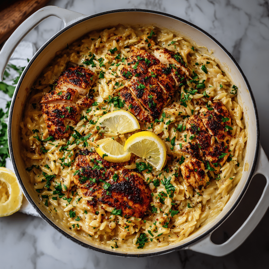 One Pot Cajun Chicken Alfredo Orzo (Easy Creamy Dinner Recipe) 4 featured image one pot cajun chicken alfredo orzo