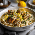 Easy Slow Cooker Lemon Herb Chicken and Rice Recipe – Tender, Flavorful 6 serving slow cooker lemon herb chicken and rice