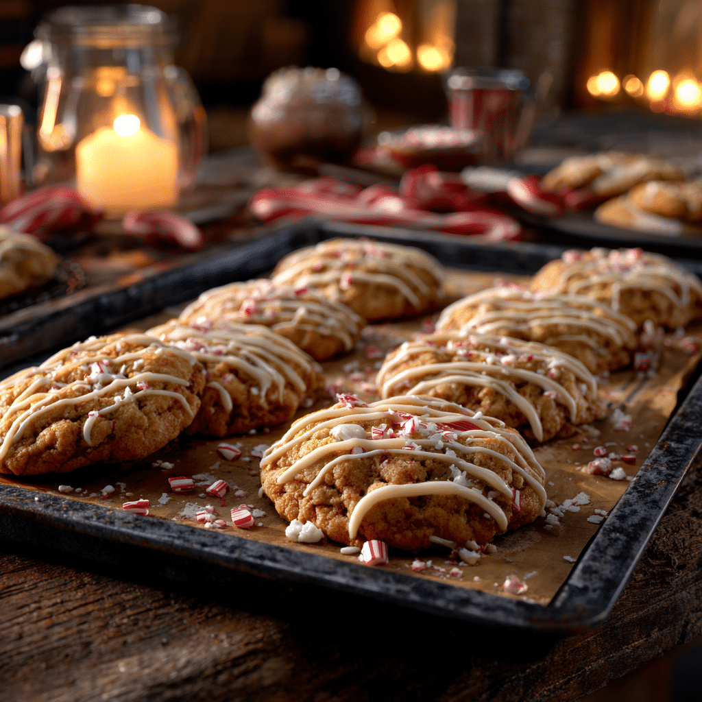 White Chocolate Candy Cane Cookies on tray
