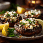Low-Carb Greek Stuffed Portobello Mushrooms Your Whole Family Will Love 6 serving Greek stuffed portobello mushrooms healthy recipe