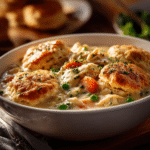 The Best Crockpot Chicken Pot Pie Stew for Busy Weeknights 5 serving bowl of crockpot chicken pot pie stew