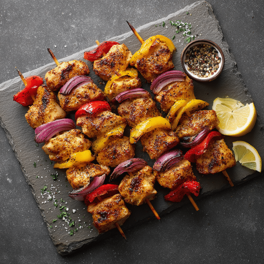 Crispy Air Fryer Chicken Kabobs 7 Dishfeast air fryer chicken kabobs featured