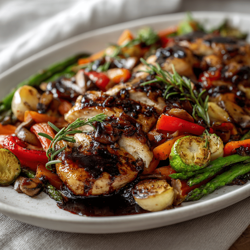 baked balsamic chicken and veggies recipe
