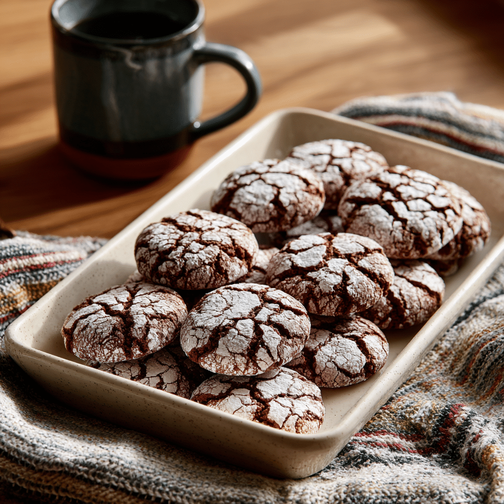 Chocolate Crinkle Cookies Dessert Recipe 5 Dishfeast chocolate crinkle cookies featured