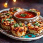 Mini Pizza Cupcakes With Mozzarella 8 Dishfeast cupcake pizza bites serving