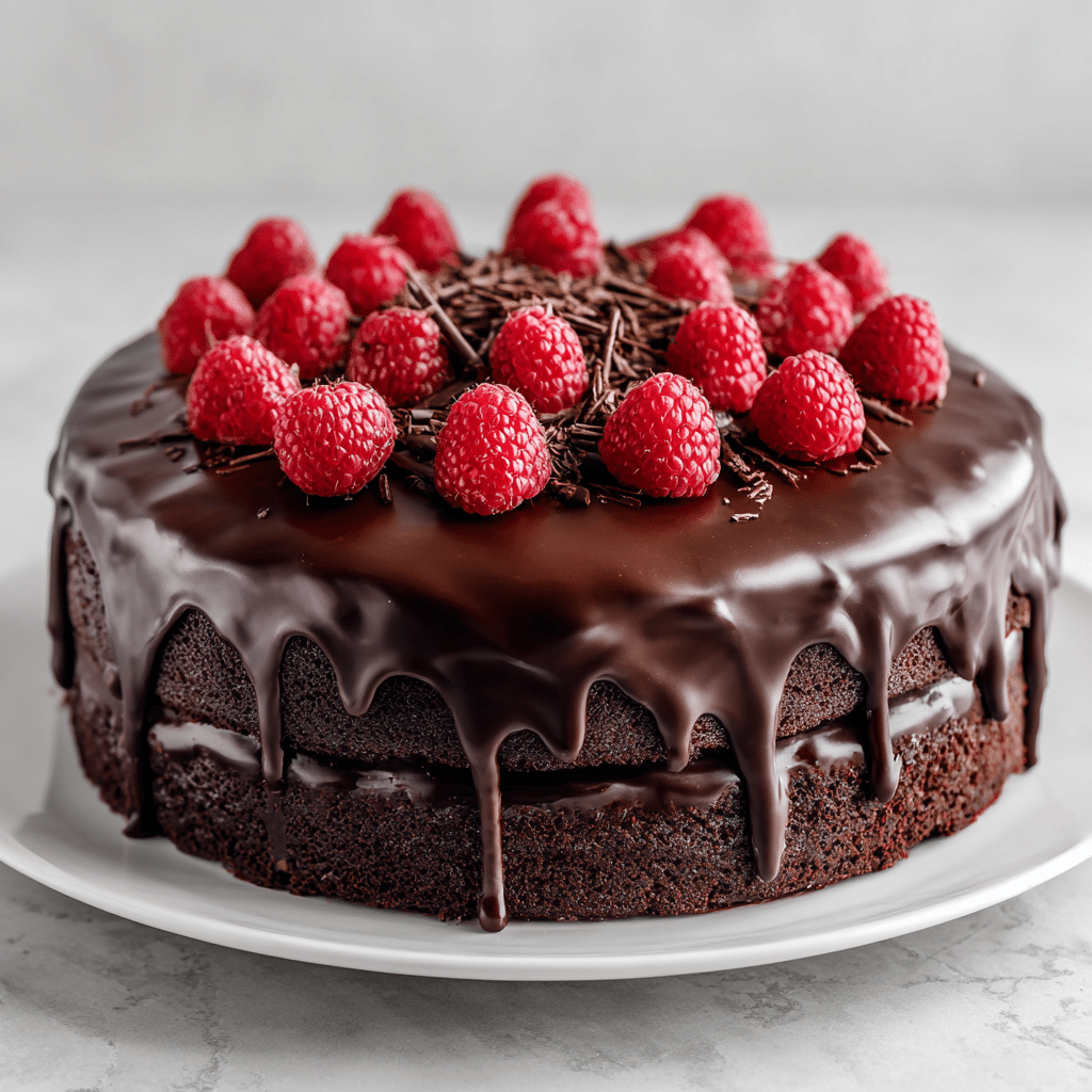 Dishfeast dark chocolate raspberry cake featured