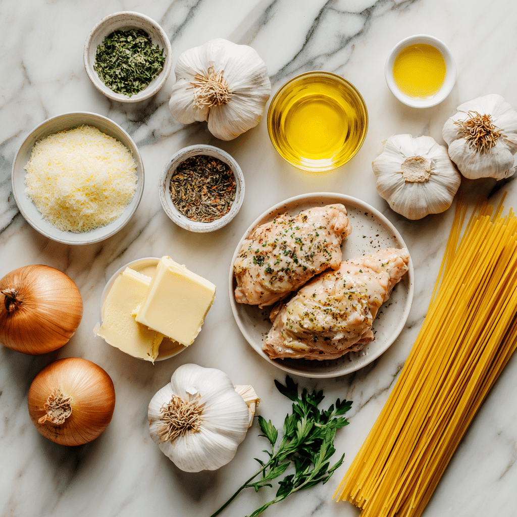 Dishfeast garlic butter chicken pasta ingredients