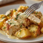 Garlic Parmesan Chicken & Potatoes Crockpot Recipe (One-Pan Slow Cooker Dinner) 8 Dishfeast garlic parmesan chicken potatoes serving