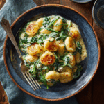 Creamy Gnocchi With Spinach & Feta - Healthy Vegetarian Dinner 8 Dishfeast gnocchi spinach feta serving