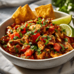 Healthy crockpot chicken salsa bowl