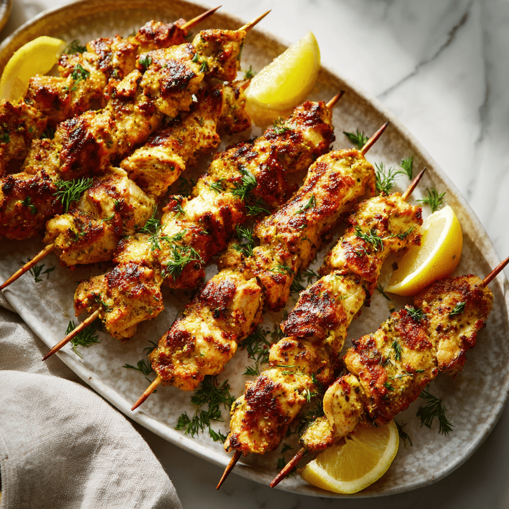 Air Fryer Chicken Skewers With Lemon Marinade 7 Dishfeast lemon marinated chicken skewers featured