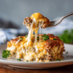 Dishfeast low carb cheeseburger casserole serving