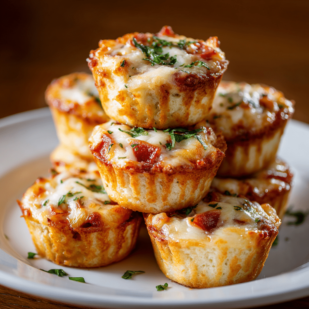 Mini Pizza Cupcakes With Mozzarella 7 Dishfeast pizza cupcakes featured