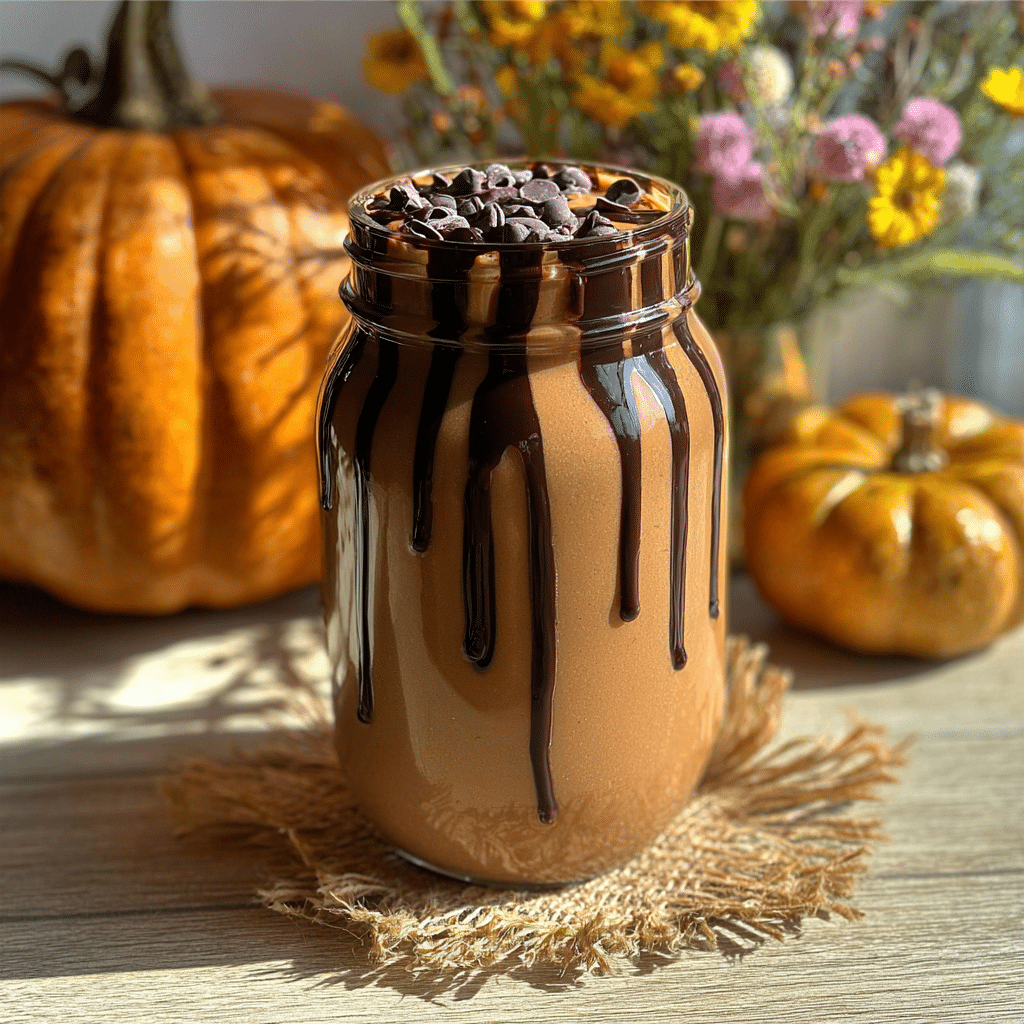 Dishfeast pumpkin peanut butter protein smoothie featured