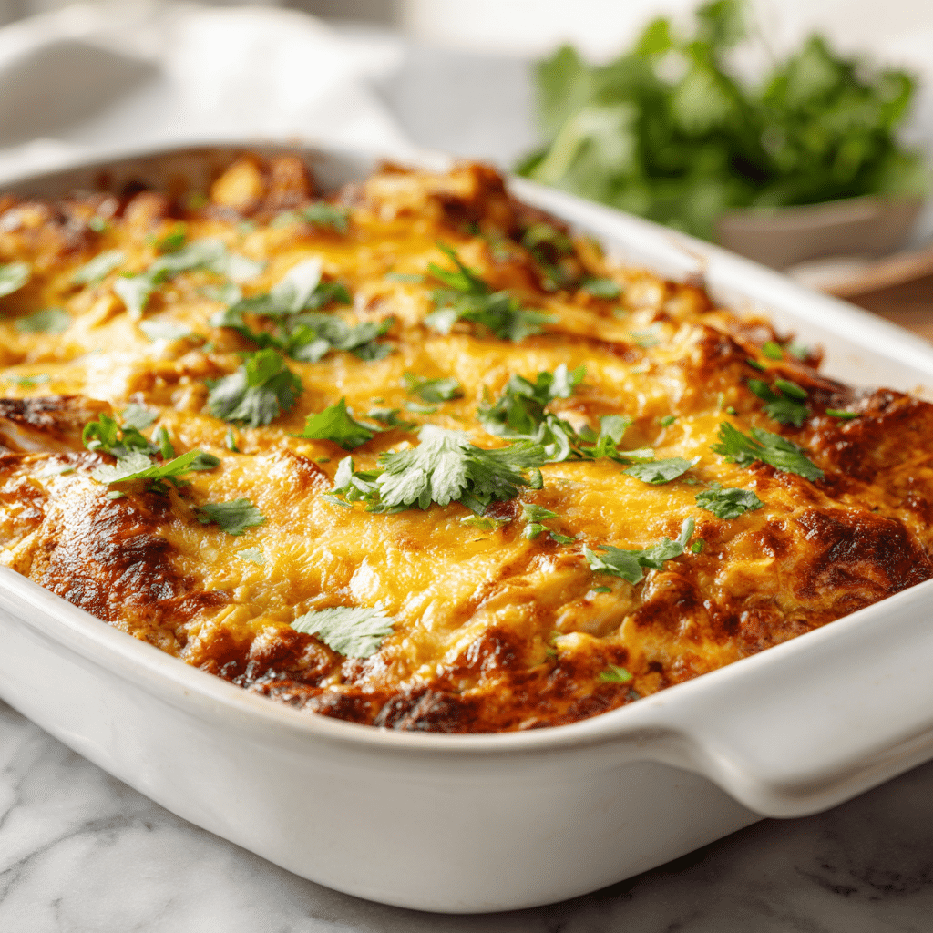 Slow cooker chicken enchilada casserole dinner for two