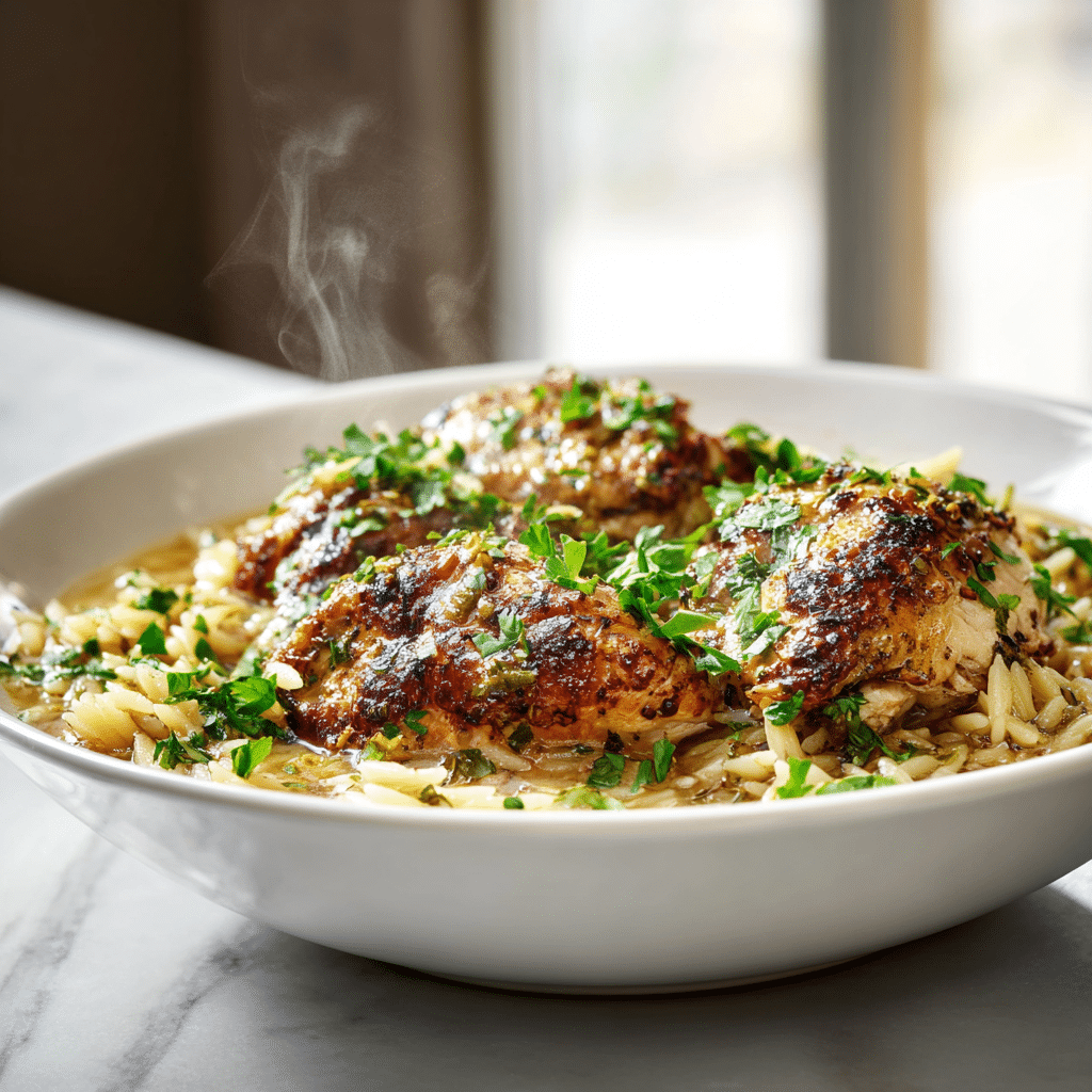 Slow Cooker Herb Chicken & Orzo healthy crock pot recipe