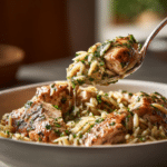 Dishfeast slow cooker herb chicken orzo serving