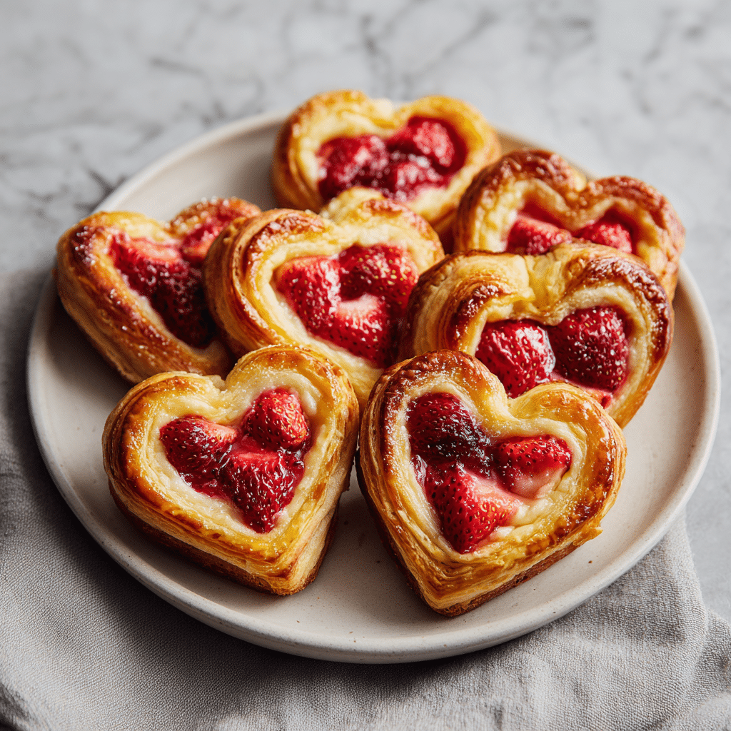 Dishfeast strawberry cream cheese heart danishes featured