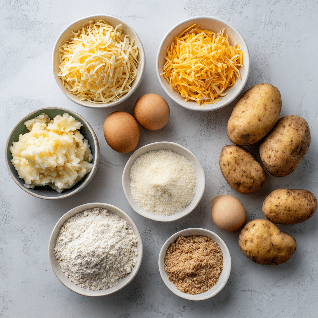 Cheesy Potato Bites Recipe – Easy Cheesy Potato Snack 7 dishfeast cheesy potato bites ingredients 1