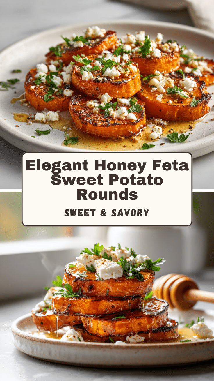 Roasted Sweet Potato Rounds with Honey & Feta – Healthy Dinner Side 2 Dishfeast Pin 1