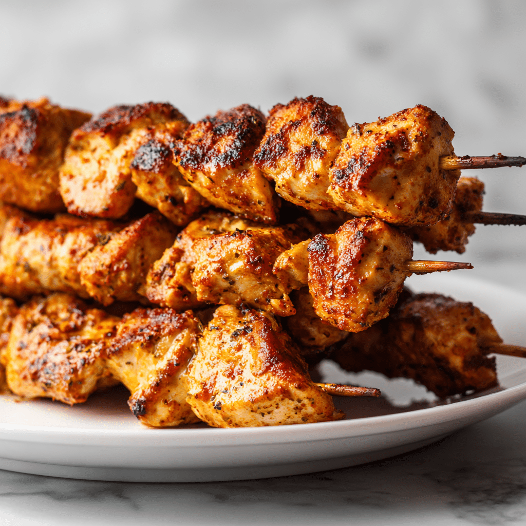 Dishfeast air fryer chicken skewers featured