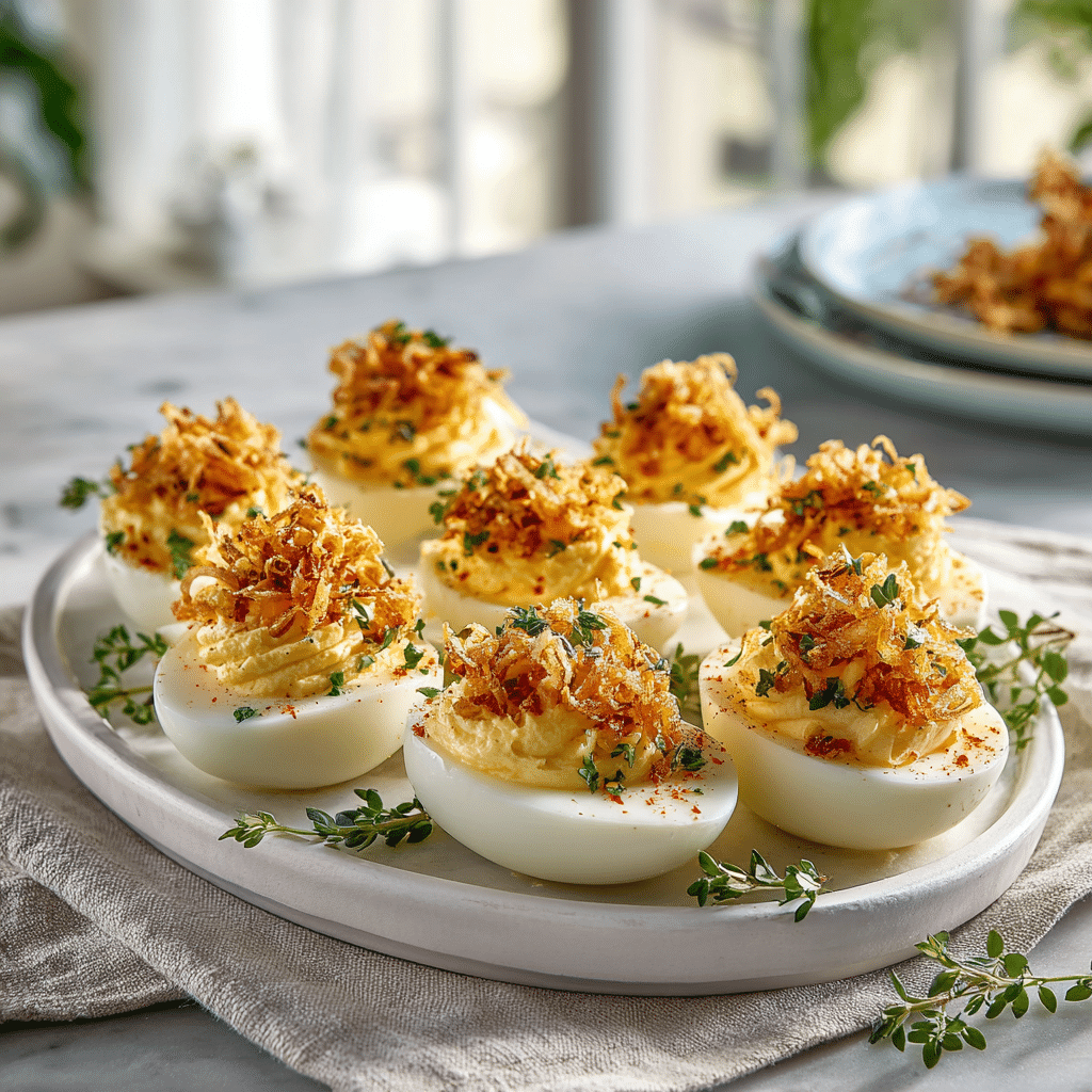 Dishfeast asian deviled eggs recipe featured