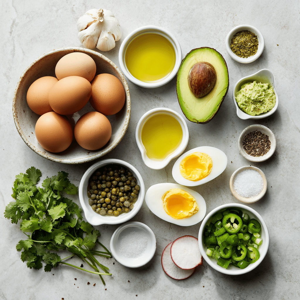 Dishfeast avocado deviled eggs no mayo ingredients