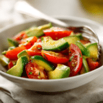 Dishfeast avocado tomato cucumber salad serving