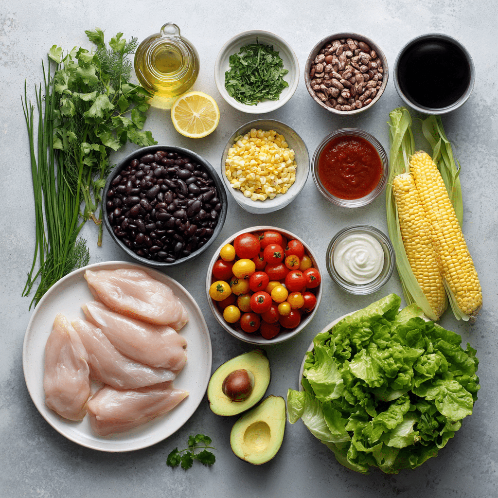 BBQ Chicken Skewer Salad – High Protein Summer Dinner Recipe 7 Dishfeast bbq chicken skewer salad ingredients