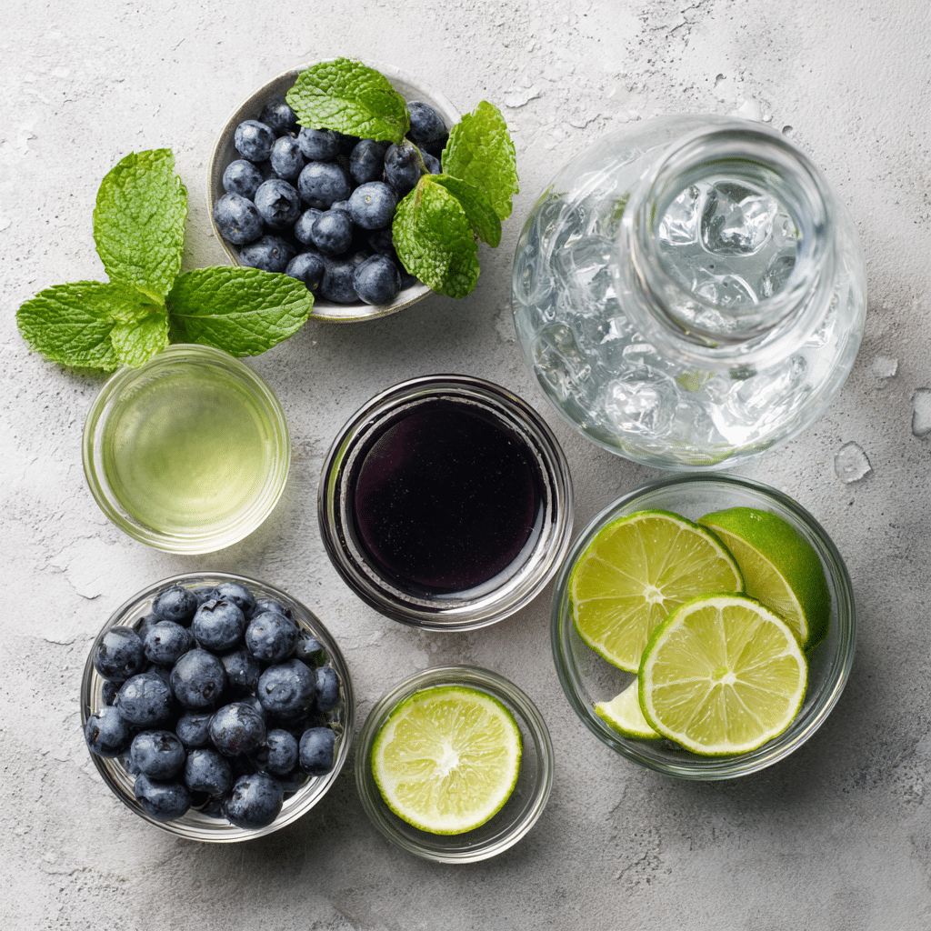 Dishfeast blueberry mojito mocktail ingredients