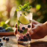 Dishfeast blueberry mojito mocktail serving