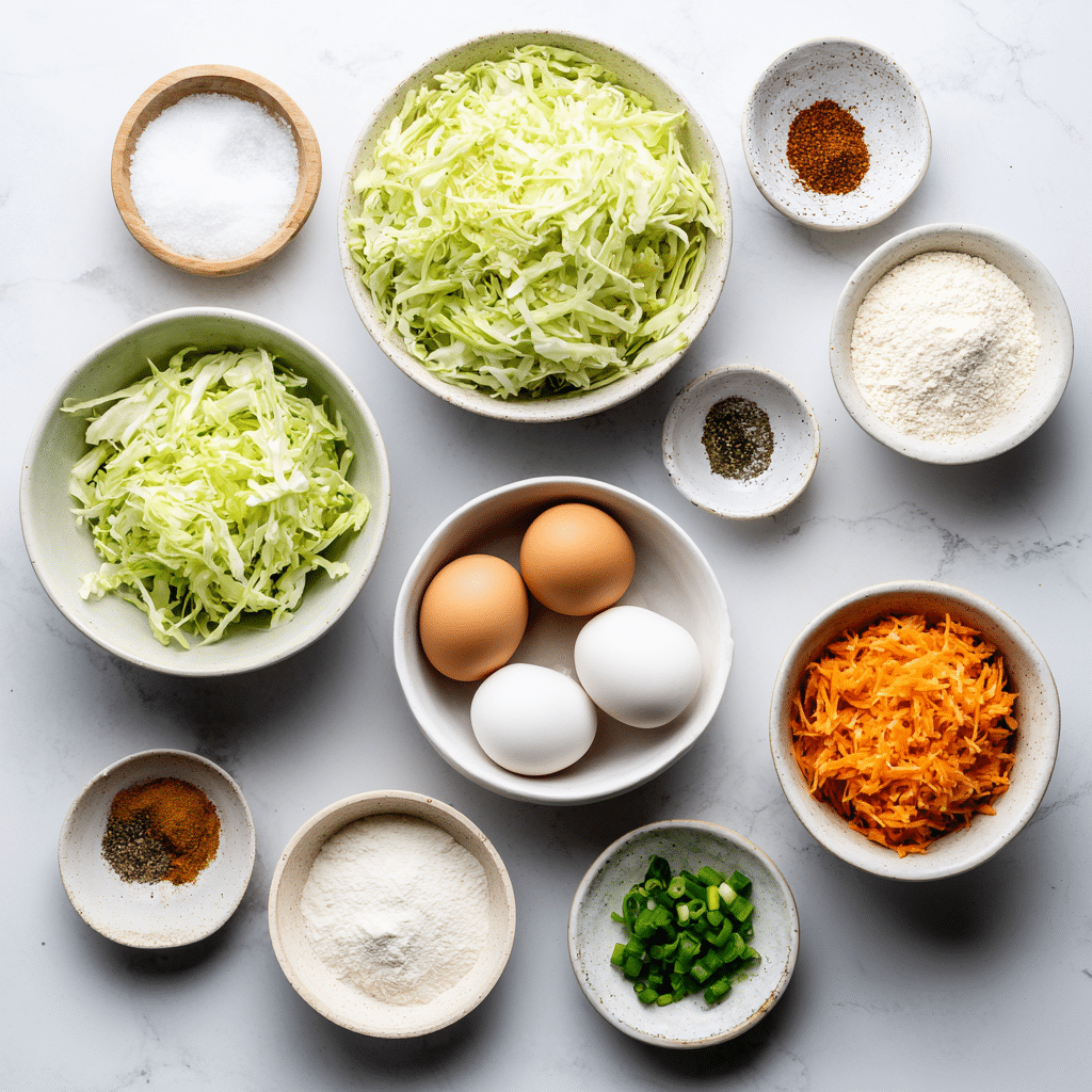 Cabbage Fritters | Crispy Fried or Oven Baked Patties - Keto Friendly 7 Dishfeast cabbage fritters ingredients