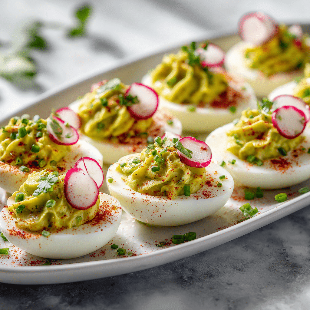 Dishfeast deviled eggs without mayonnaise featured