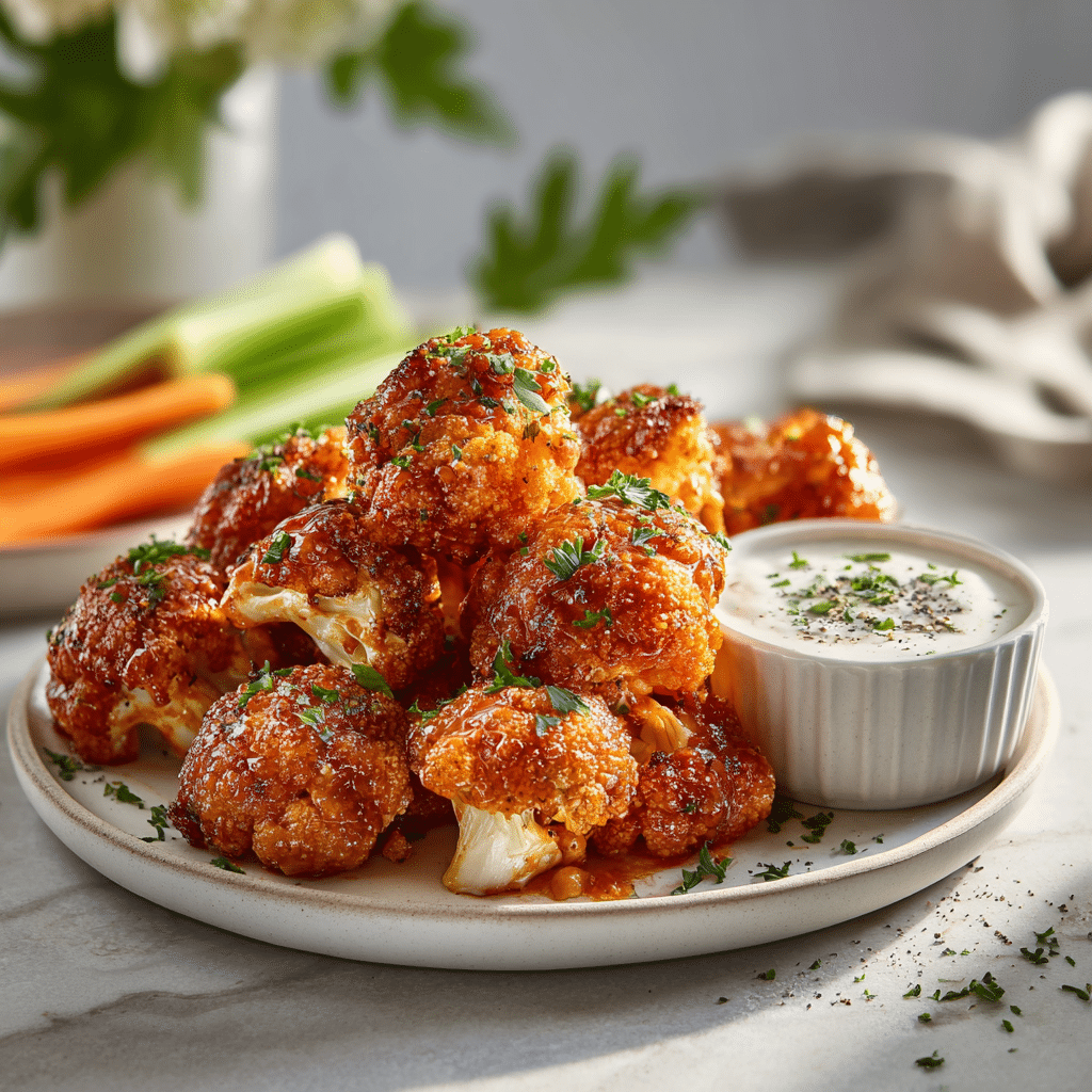 Buffalo Cauliflower Wings Recipe – Crispy, Easy & Healthy 5 Dishfeast easy buffalo cauliflower wings featured