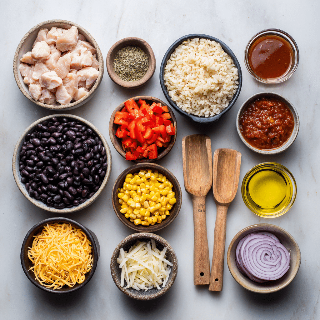 Dishfeast easy chicken burrito casserole ingredients