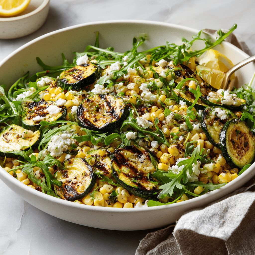 Dishfeast fresh corn grilled zucchini salad featured