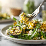 Dishfeast fresh corn grilled zucchini salad serving