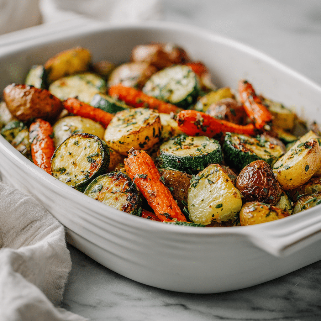 Dishfeast garlic herb roasted potatoes featured