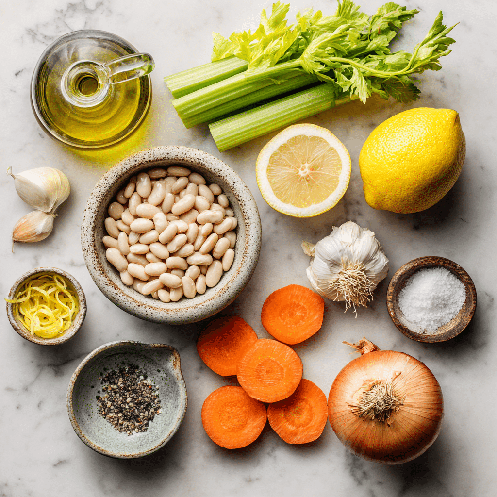 Dishfeast greek white bean soup with garlic lemon ingredients