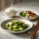 Easy Asian Cucumber Salad – Healthy Asian-Inspired Side Dish in 10 Minutes 6 Dishfeast healthy asian cucumber salad serving